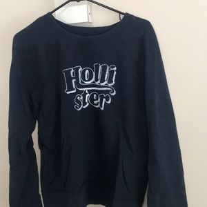 abercrombie navy blue crewneck sweater with logo
